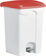 helit Poubelle à pédale "the step", 45 litres, blanc/rouge