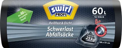 swirl Profi Sac poubelle renforcé, 60 litres, noir