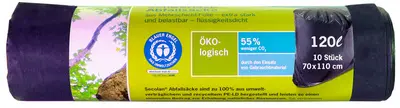 Secolan Sac poubelle renforcé, 120 litres, noir
