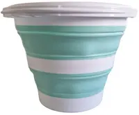 Linden Berg Seau, pliable, rond, 10 litres, turquoise/blanc