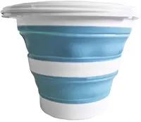Linden Berg Seau, pliable, rond, 10 litres, bleu/blanc