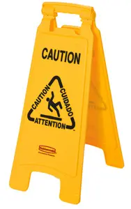 Rubbermaid Panneau d'avertissement "Caution", trilingue
