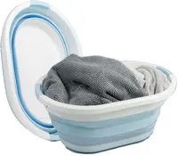 Linden Berg Corbeille à linge, pliable, pétrole/blanc