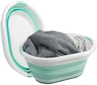 Linden Berg Corbeille à linge, pliable, turquoise/blanc