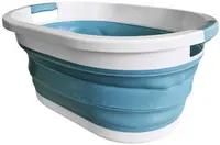 Linden Berg Corbeille à linge, pliable, bleu/blanc