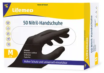 Lifemed Gant en nitrile, noir, sans poudre, taille M