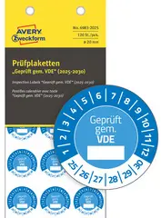 AVERY Zweckform Prüfplaketten "Geprüft gem. VDE", 2025-2030