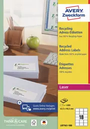 AVERY Zweckform Étiquette d'adresse recyclée, 45,7 x 25,4 mm