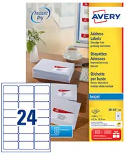 AVERY Etiquette d'adresse jet d'encre, 63,5 x 38,1 mm, blanc