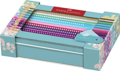 FABER-CASTELL Crayon couleur triangle GRIP SPARKLE, étui