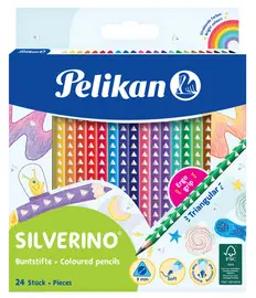Pelikan Crayon de couleur triangulaire SILVERINO fin, étui