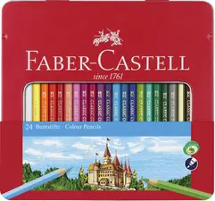 FABER-CASTELL Crayons de couleur CASTLE, étui métal de 24