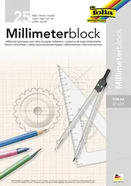 folia Bloc papier millimétré, A3, 80 g/m2, 25 feuilles