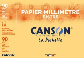 CANSON Papier millimétré, A4, 90 g/m2, couleur: bistre