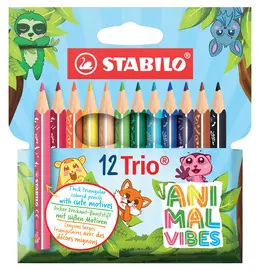 STABILO Crayon de couleur Trio Animal Vibes, étui de 12