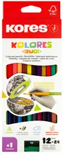Kores Crayons de couleur "DUO", étui carton de 12 + taille-