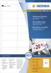 HERMA Etiquette universelle SPECIAL, 63,5 x 29,6 mm, blanc