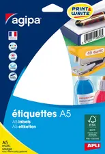 agipa Etiquette universelle, 19 x 38 mm, blanc