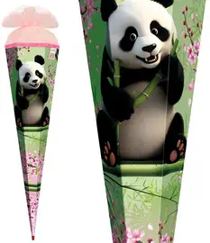 ROTH Schultüte "Panda", eckig, 850 mm, mit Glitzerborte