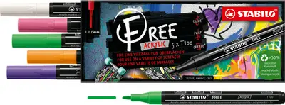 STABILO Marqueur acrylique FREE T100, set de 5 "Spring