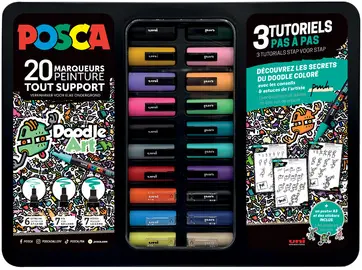 POSCA Marqueur à pigment "DOODLE ART", mallette métal de 20