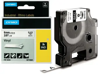 DYMO RHINO Etiquette en vinyle, 19 mm x 5,5 m, noir/orange