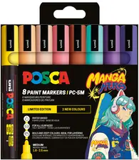 POSCA Marqueur à pigment PC-5M, étui de 8 MANGA HERO
