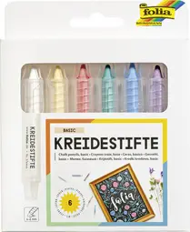 folia Set de crayons craie, assorti, étui de 6
