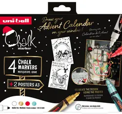 uni-ball Marqueur craie Chalk marker, coffret Noël TRADI