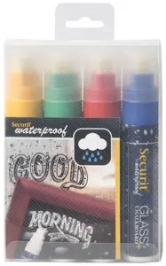 Securit Feutre-craie WATERPROOF LARGE, étui de 4, assorti