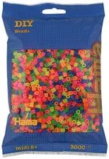 HAMA Perles à repasser midi "Mix Fluo", sachet de 3.000