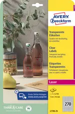 AVERY Zweckform Etiquettes transparentes, 80 mm, rond