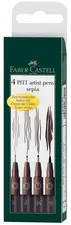FABER-CASTELL Feutre PITT artist pen, étui de 4, sépia