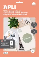 APLI Etiquette photo brillante, 210 x 297 mm, blanc