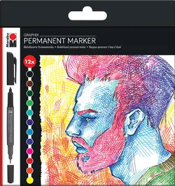 Marabu Marqueur permanent Graphix "SIGNIFICANT", étui de 12