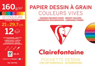 Clairefontaine Papier dessin "à Grain", A4, couleurs vives