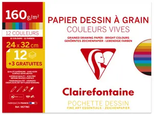 Clairefontaine Papier dessin "à Grain" couleur, pack promo