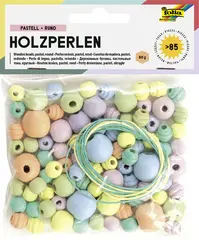 folia Perles en bois "Pastel", rond, assorti en 4 taillles
