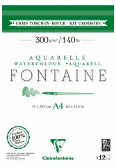 Clairefontaine Bloc de papier aquarelle FONTAINE, torchon,A3