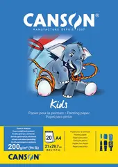 CANSON Bloc de papier pour la peinture Kids, A4, 200 g/m2