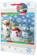 CACTUS Sac cadeau de Noël "3 bonshommes de neige", grand