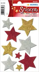 HERMA Autocollants de Noel MAGIC "étoiles multicolore",