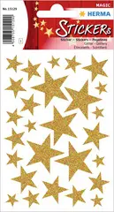 HERMA Autocollants de Noel MAGIC "étoiles or", pailletté