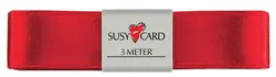 SUSY CARD Ruban cadeau "double satin", 25 mm x 3 m, rouge