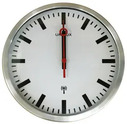 UNiLUX Horloge murale/horloge radio pilotée STATION, argent