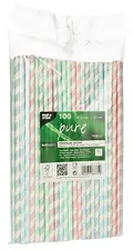 PAPSTAR Paille en papier "Stripes", couleurs assorties