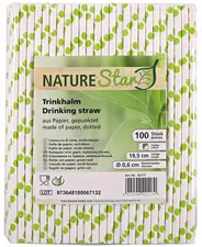 NATURE Star Paille en papier, 197 mm, à pois vert / blanc