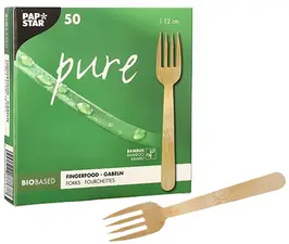 PAPSTAR Fourchette à finger food "pure", 120 mm, naturel