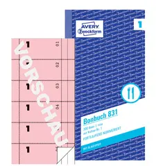 AVERY Zweckform Formularbuch "Bonbuch", 105 x 198 mm, rosa