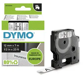 DYMO Ruban d'étiquette D1 noir/transparent,